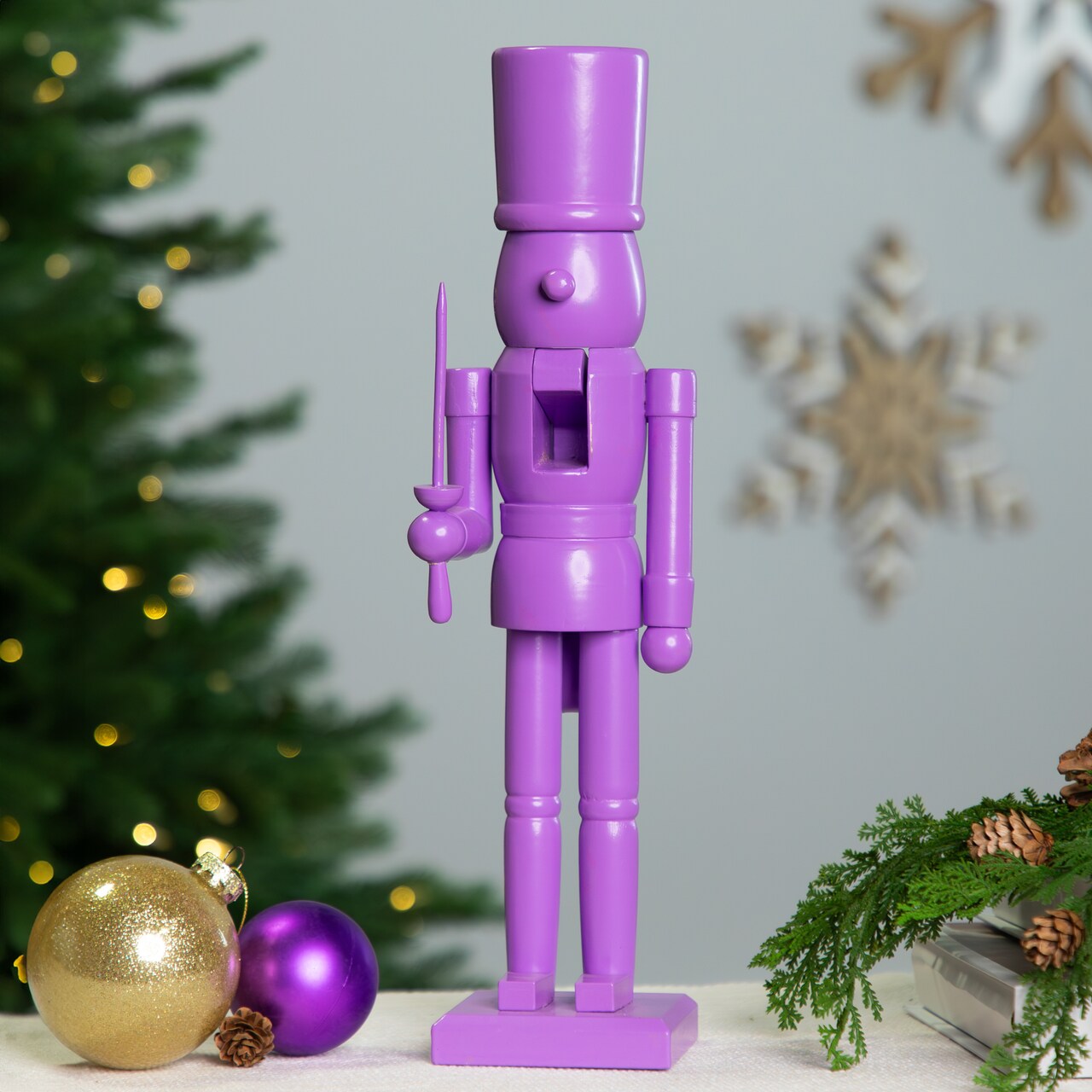 Northlight Nutcracker Soldier with Sword Christmas Figure - 15" - Purple